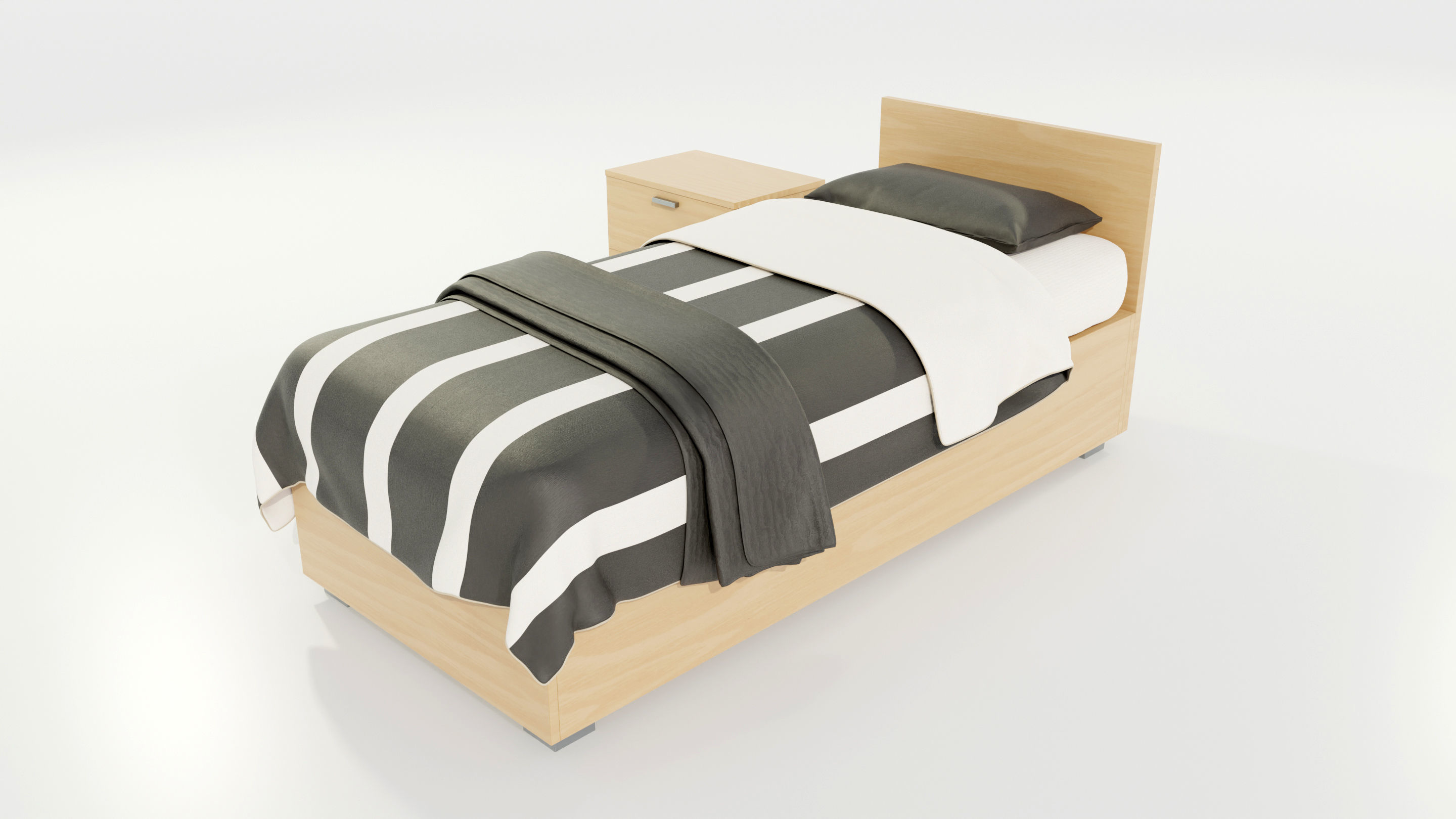 Single Bed 3D model_3