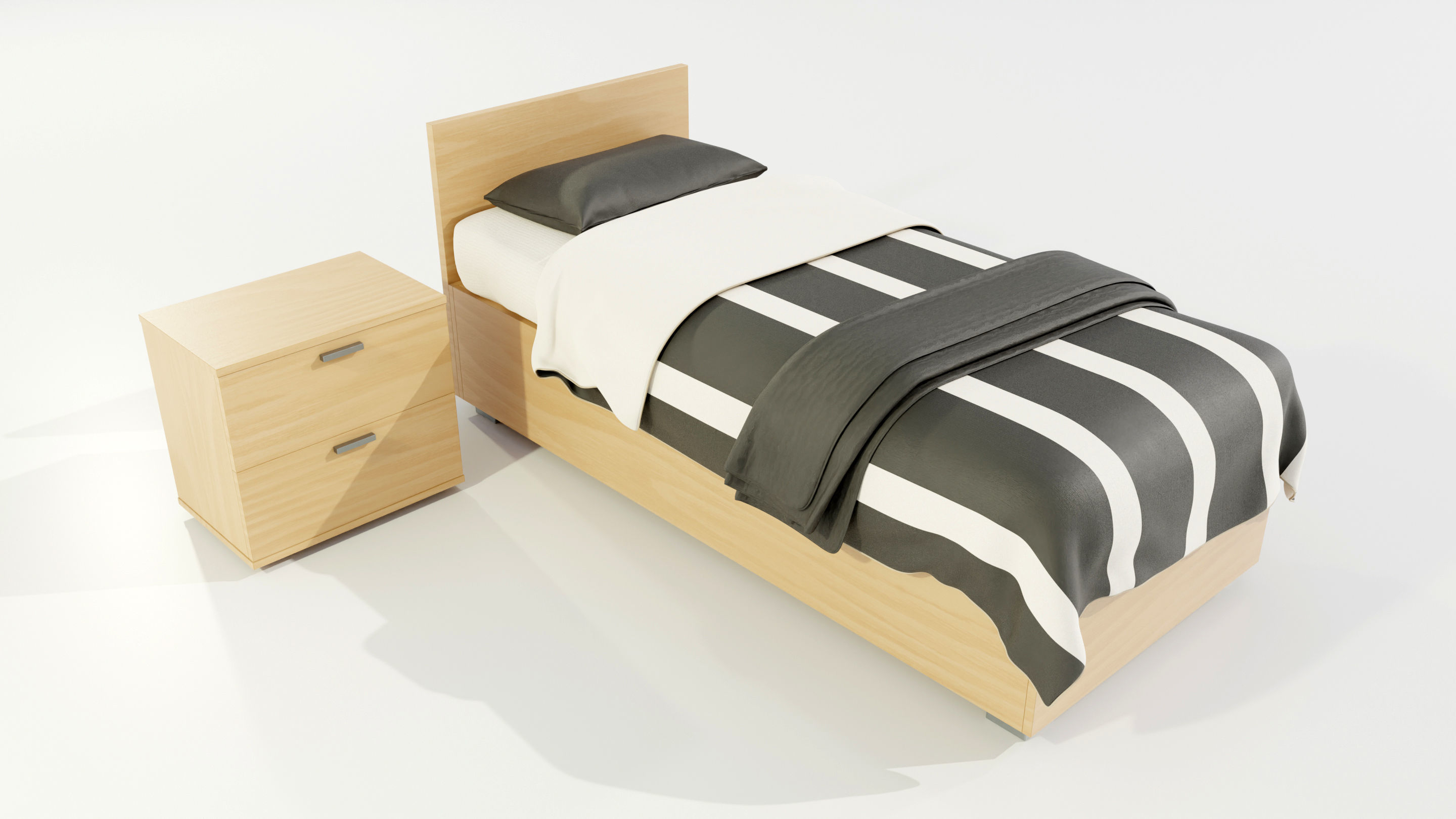 Single Bed 3D model_2