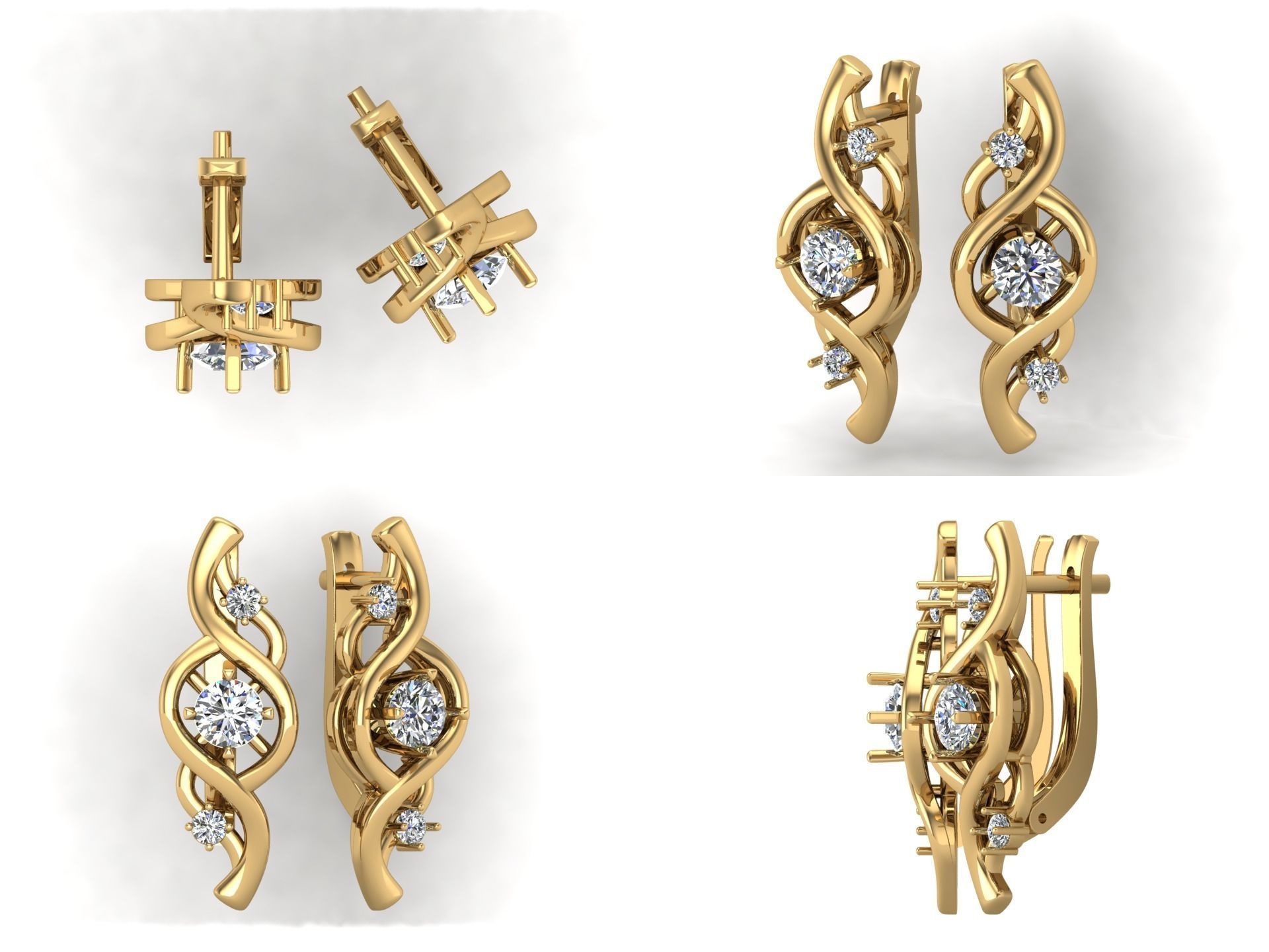 Earrings ri13 3D print model_4