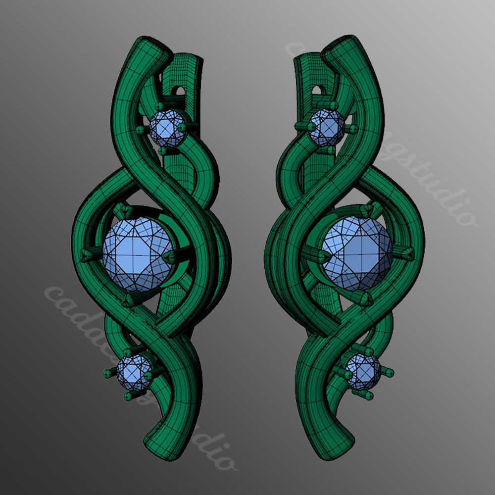 Earrings ri13 3D print model_2