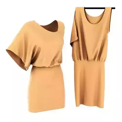 Light Taupe Ruffled Dress