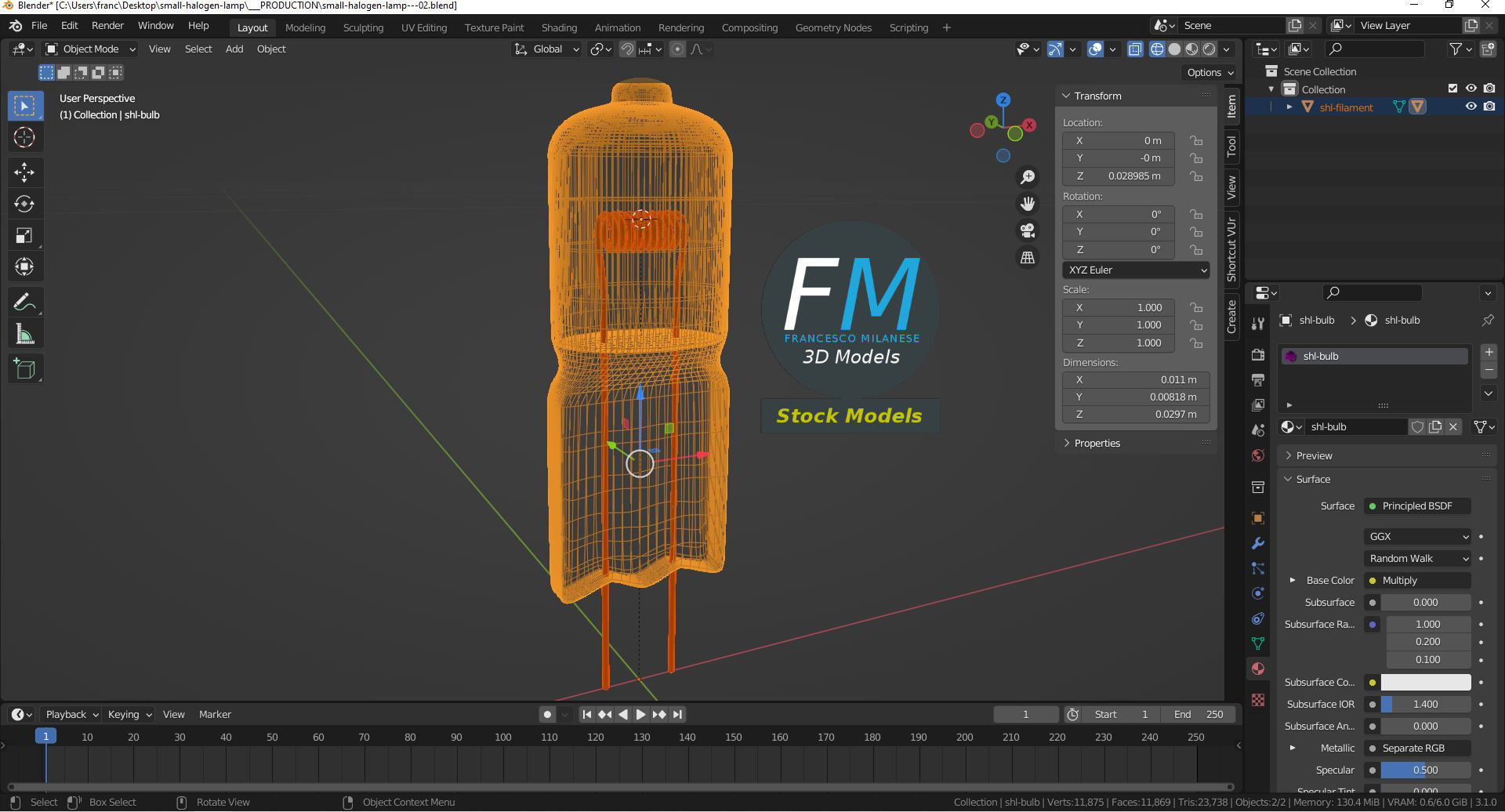 Small halogen lamp 3D model_9