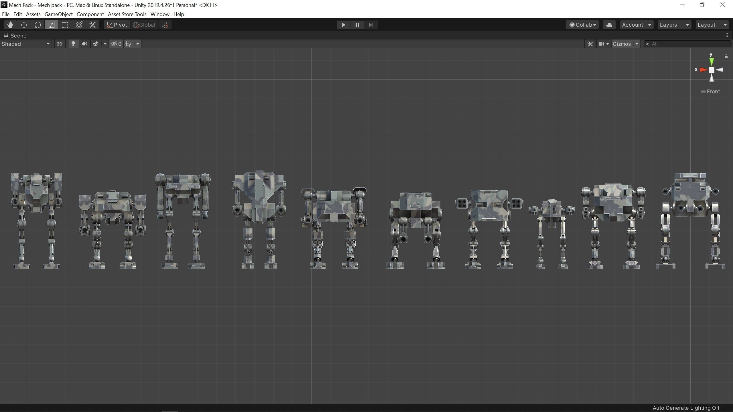 Package of 10 Battle Mechas Low-poly 3D model_17