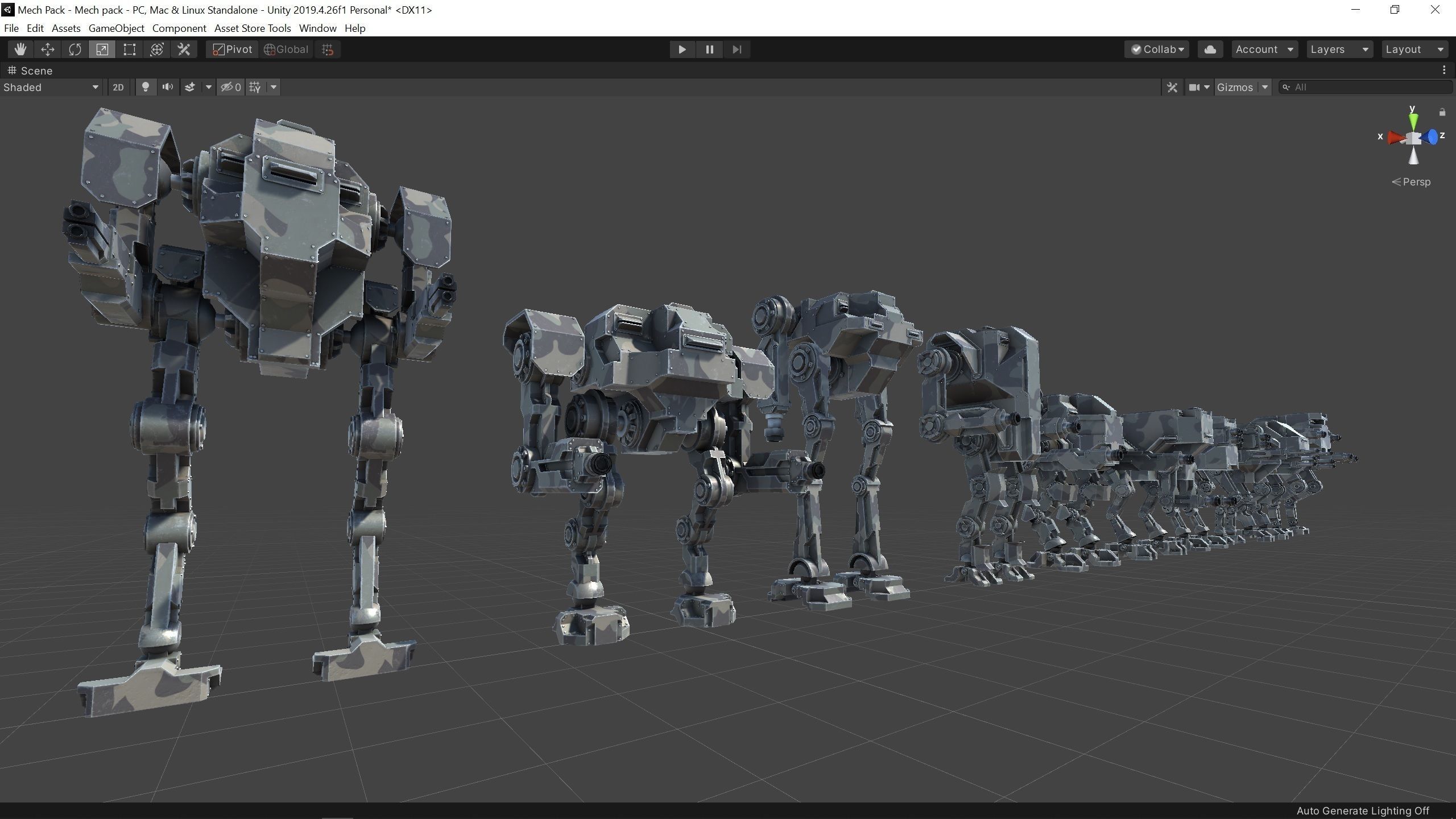 Package of 10 Battle Mechas Low-poly 3D model_18