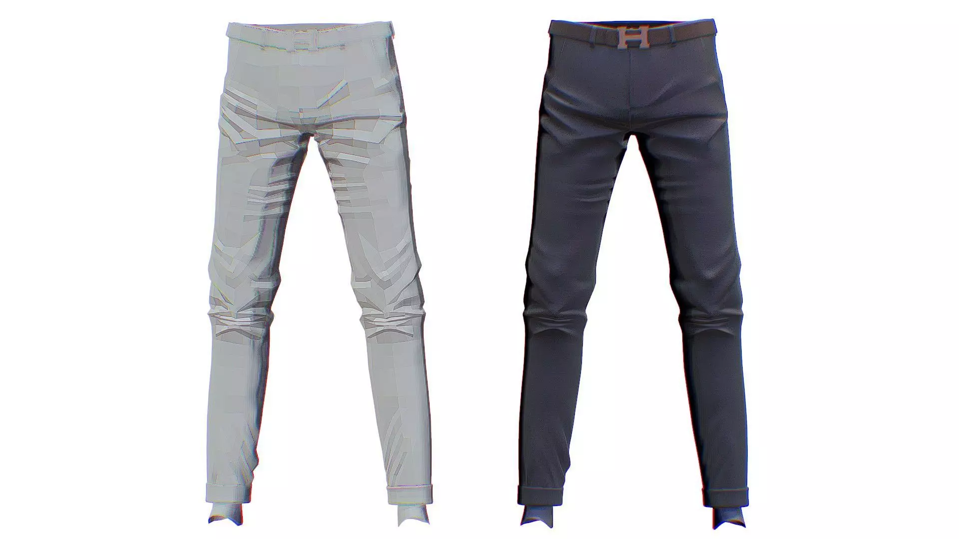 Black Pants - Trousers Denim - Brown Jeans High-Poly 3D model