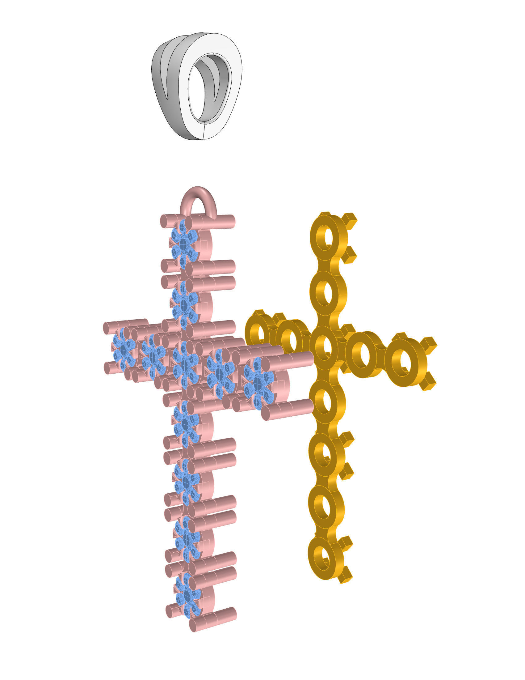 Fashion cross pendant 3dm file ready for printing stl format 3D print model_4