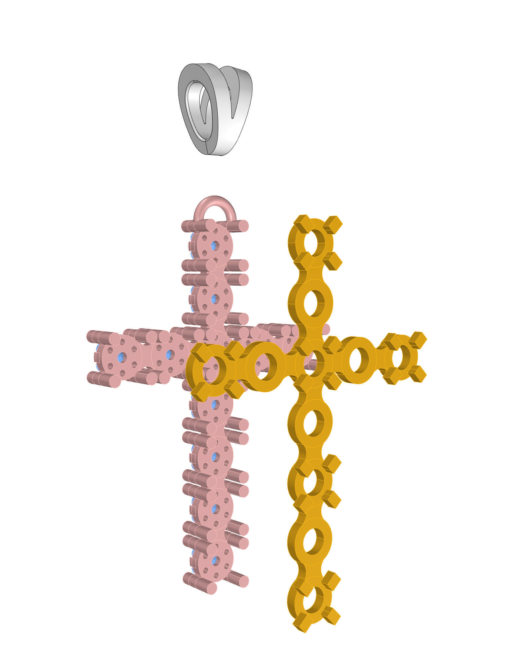 Fashion cross pendant 3dm file ready for printing stl format 3D print model_5
