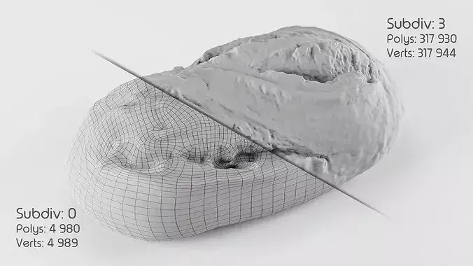 Bread loaf 01 Low-poly 3D model 4
