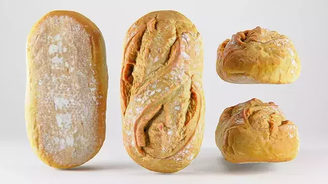 Bread loaf 01 Low-poly 3D model