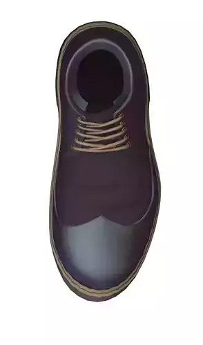 Cartoon High Poly Subdivision Black Shoes 3D Model