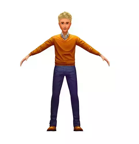 Cartoon Low Poly Style Avatar 003 3D Model