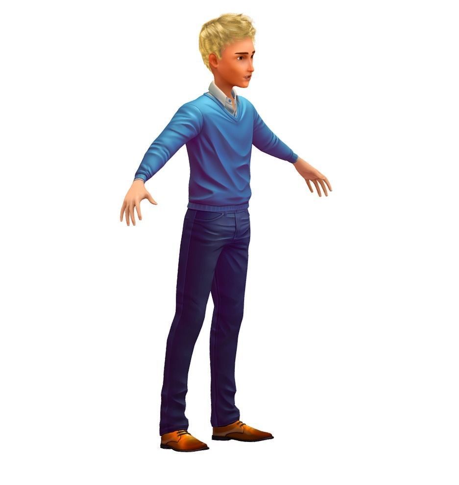 Cartoon Low Poly Style Avatar 001 3D Model Low-poly 3D model_3