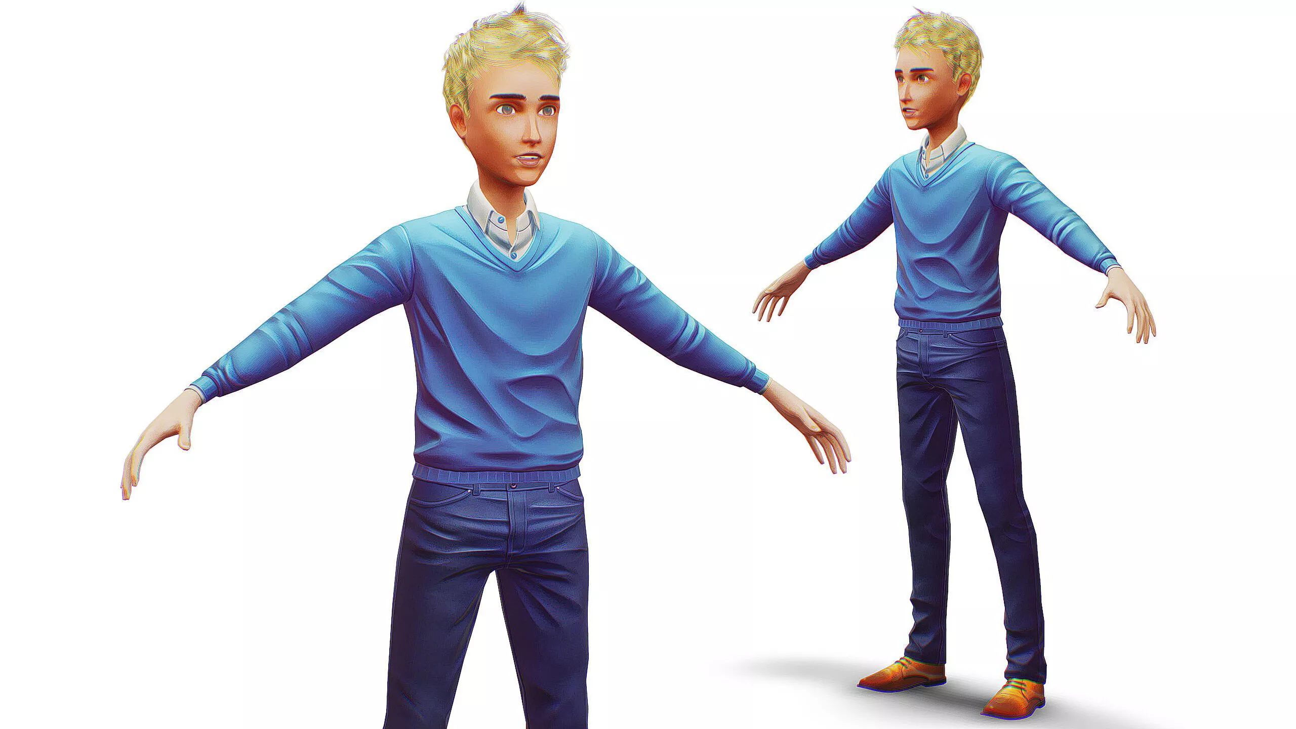 Casual Male Hipster Male Turtleneck Outerwear Sweatshirt Low-poly 3D model