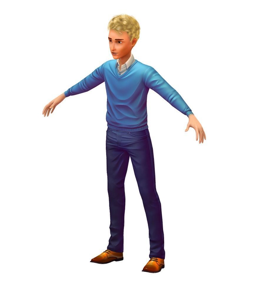 Cartoon Low Poly Style Avatar 001 3D Model Low-poly 3D model_2