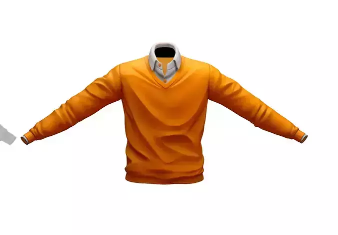 Cartoon High Poly Subdivision Sweater Orange 3D Model