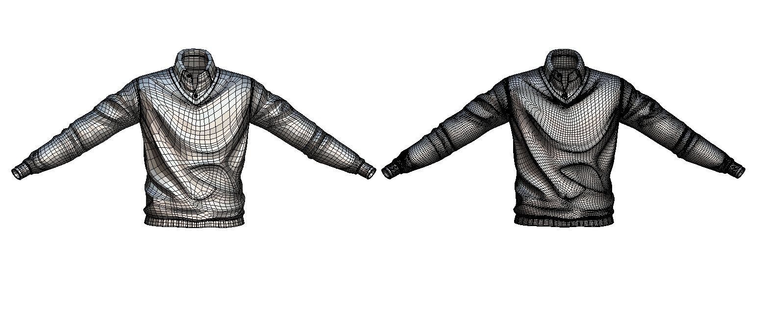 Cartoon High Poly Subdivision Sweater Blue 3D Model Low-poly 3D model_4