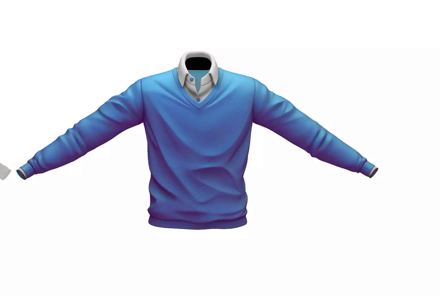Cartoon High Poly Subdivision Sweater Blue 3D Model Low-poly 3D model_0