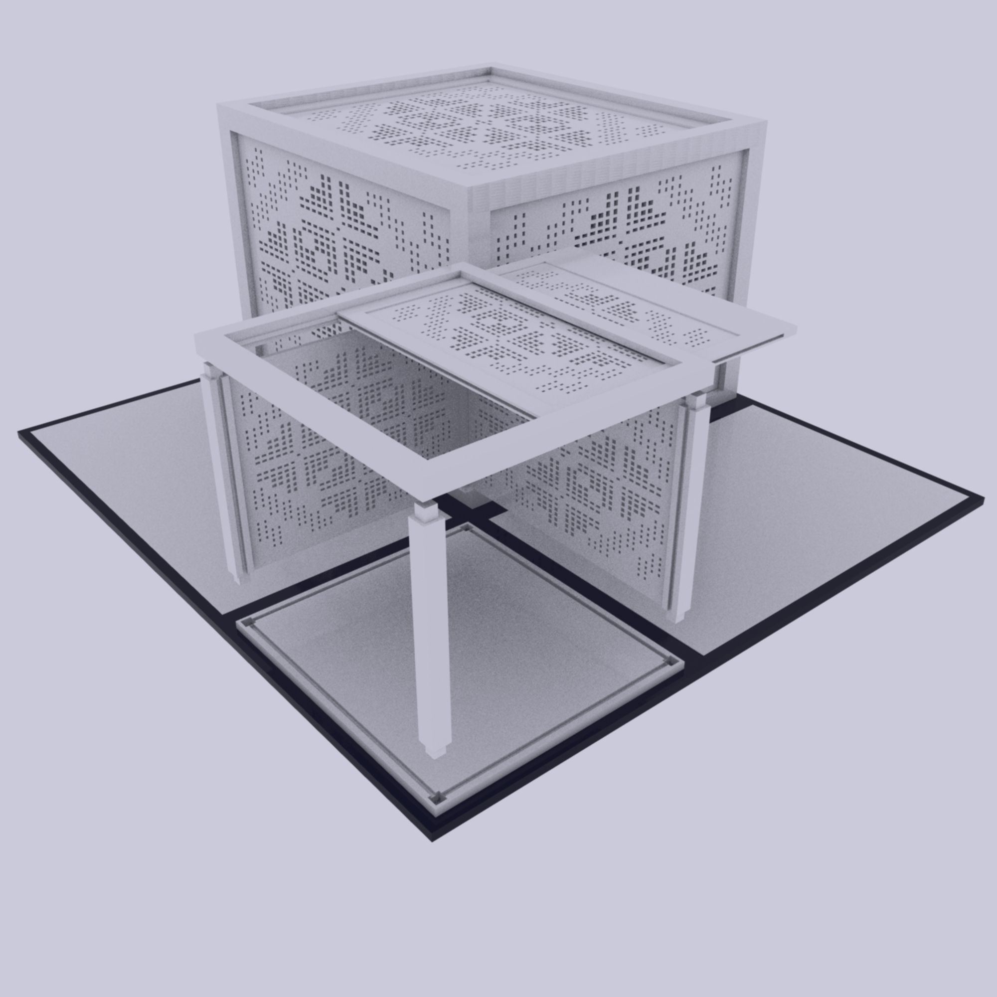 Lamps And Boxes Golden Section 3D Model Collection_28