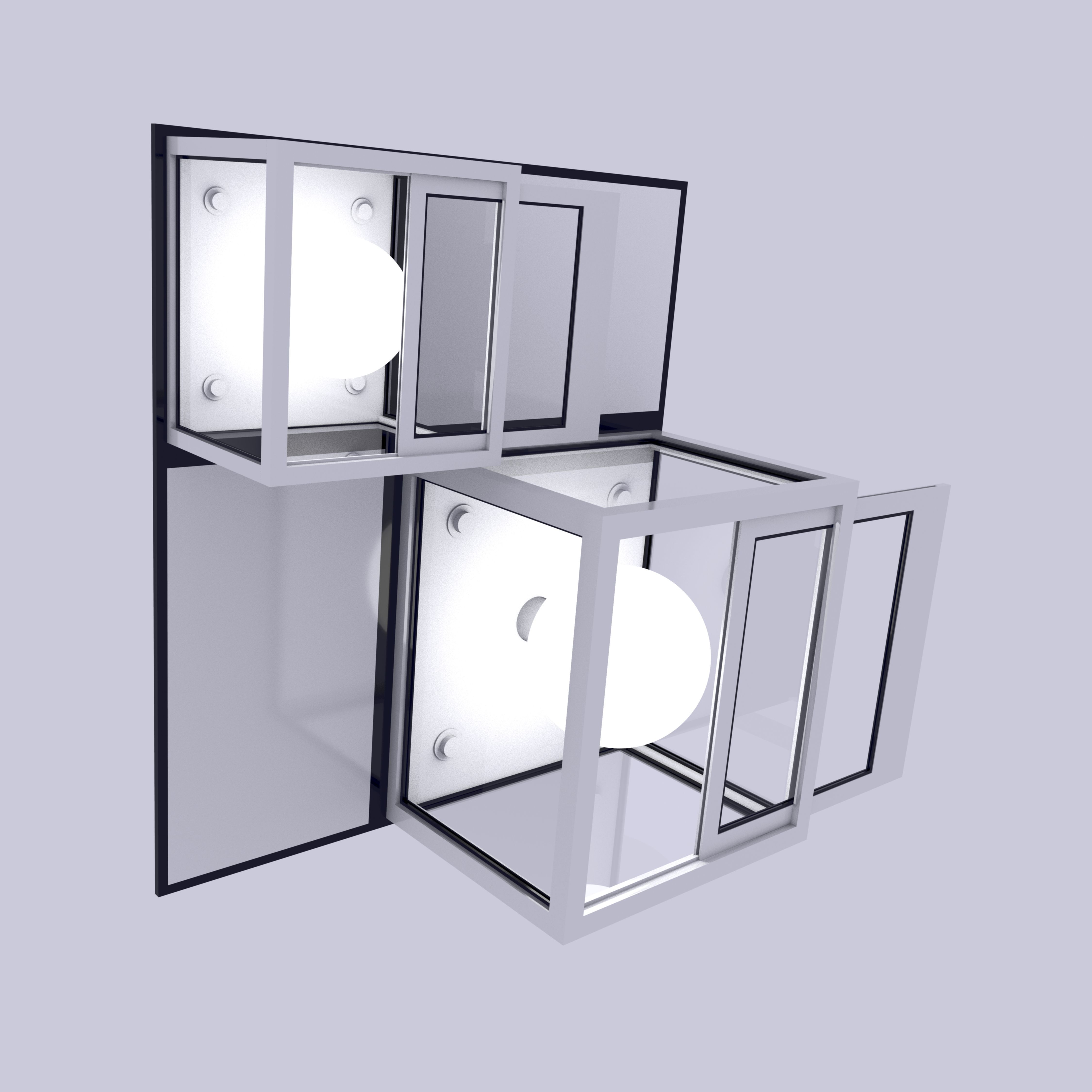 Lamps And Boxes Golden Section 3D Model Collection_4