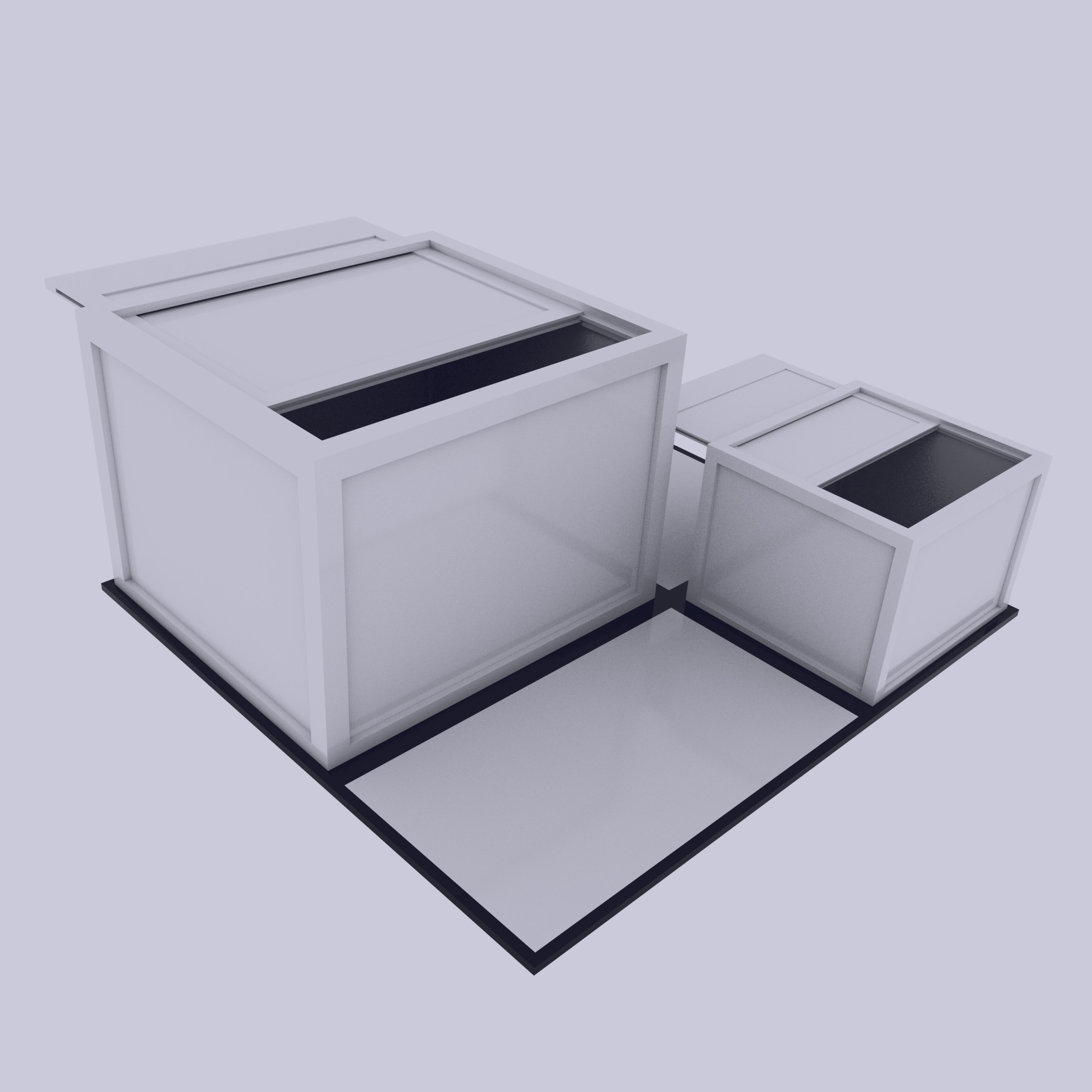 Lamps And Boxes Golden Section 3D Model Collection_12