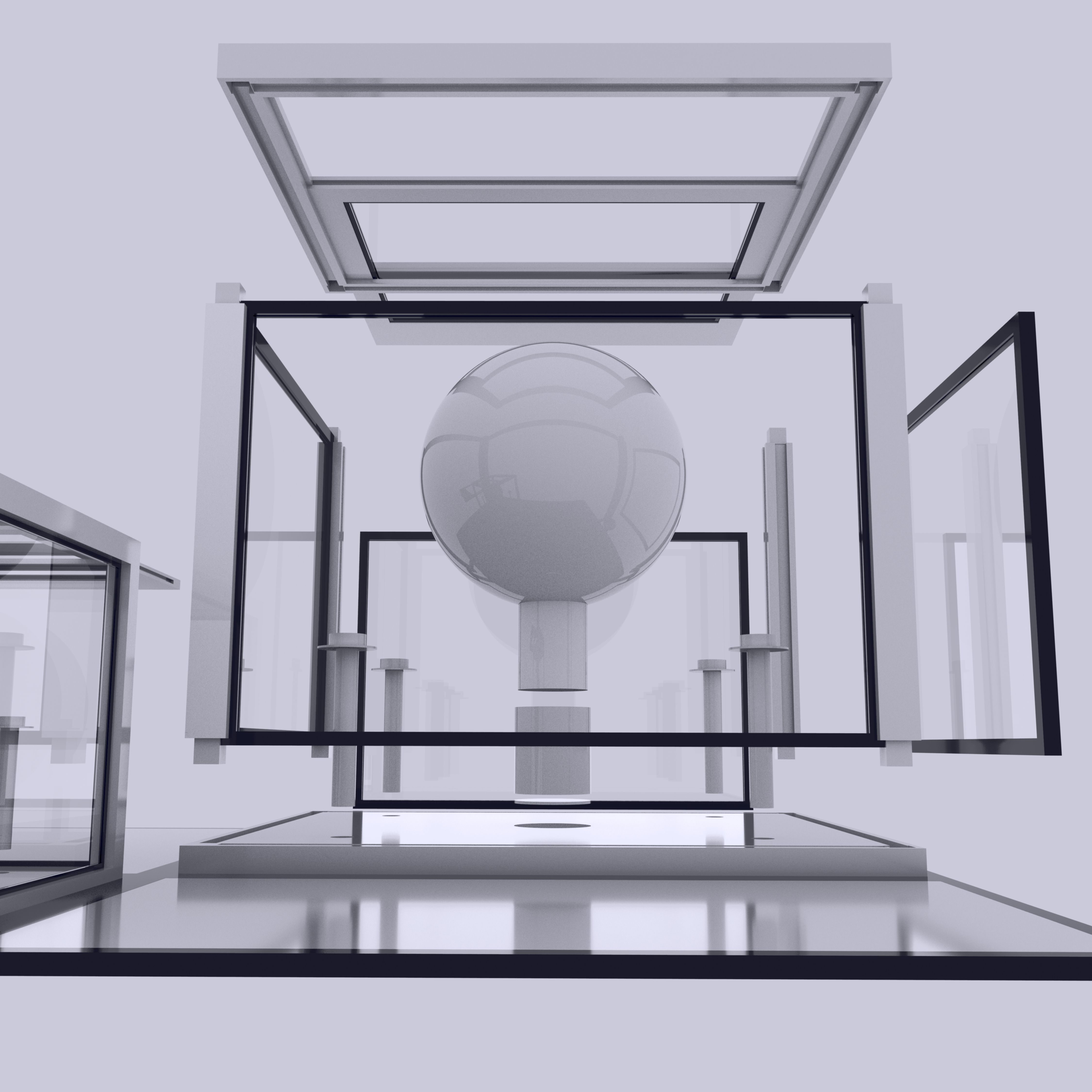 Lamps And Boxes Golden Section 3D Model Collection_6