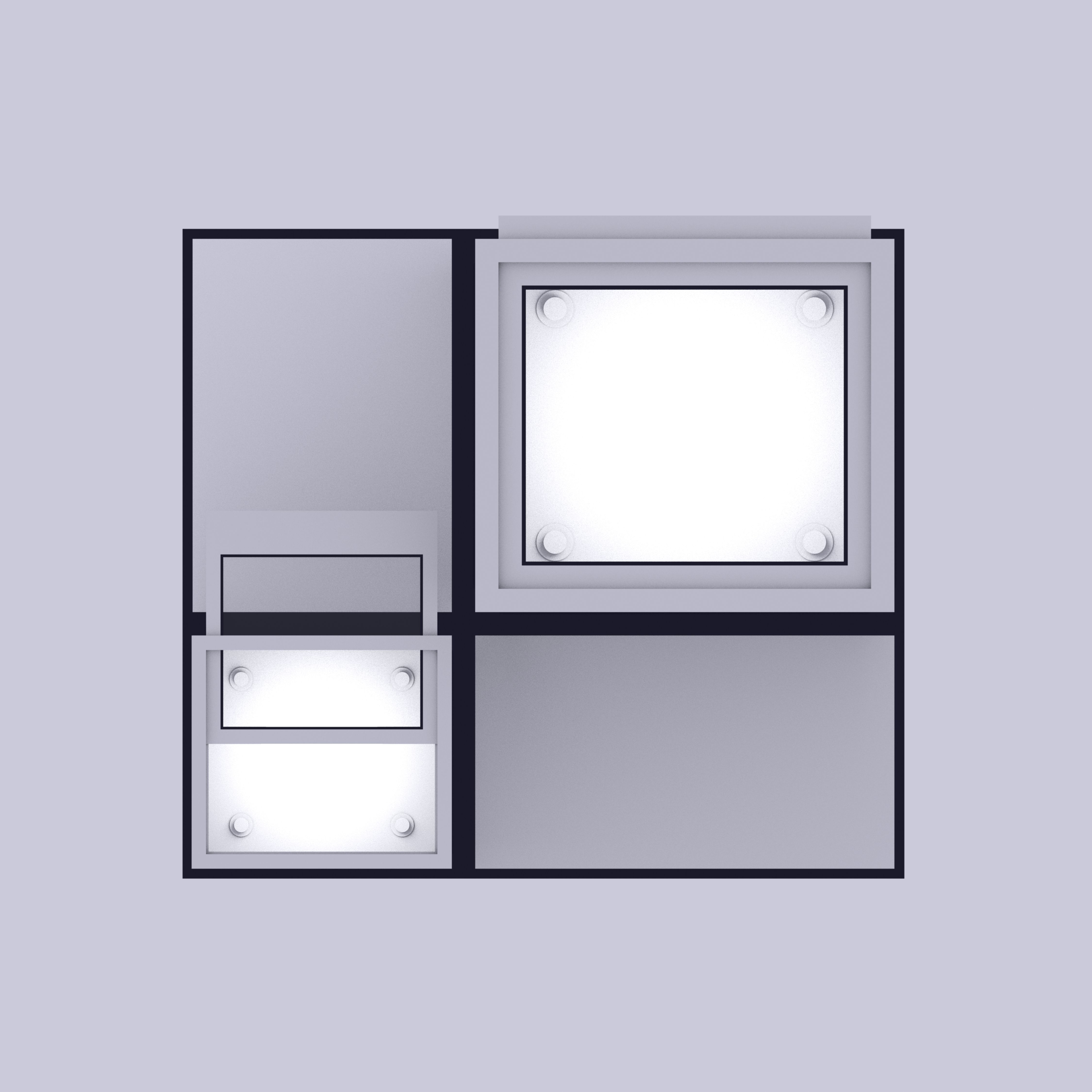 Lamps And Boxes Golden Section 3D Model Collection_8