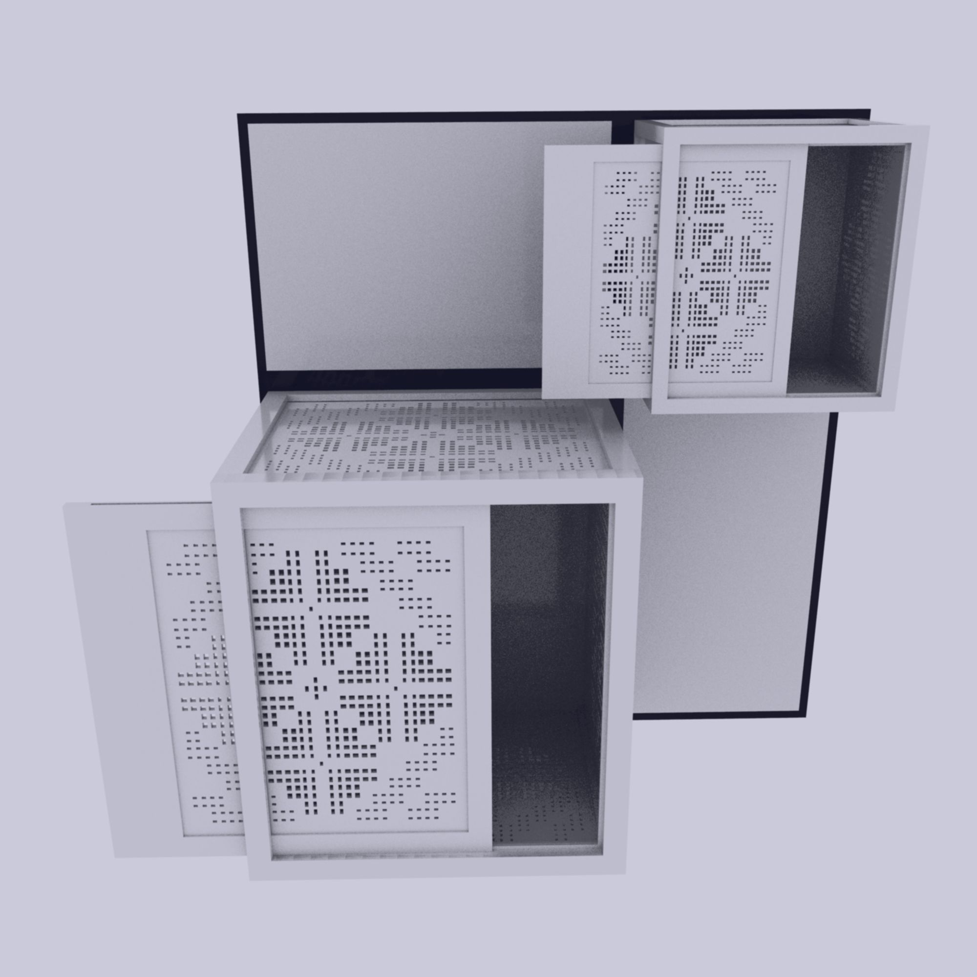 Lamps And Boxes Golden Section 3D Model Collection_34