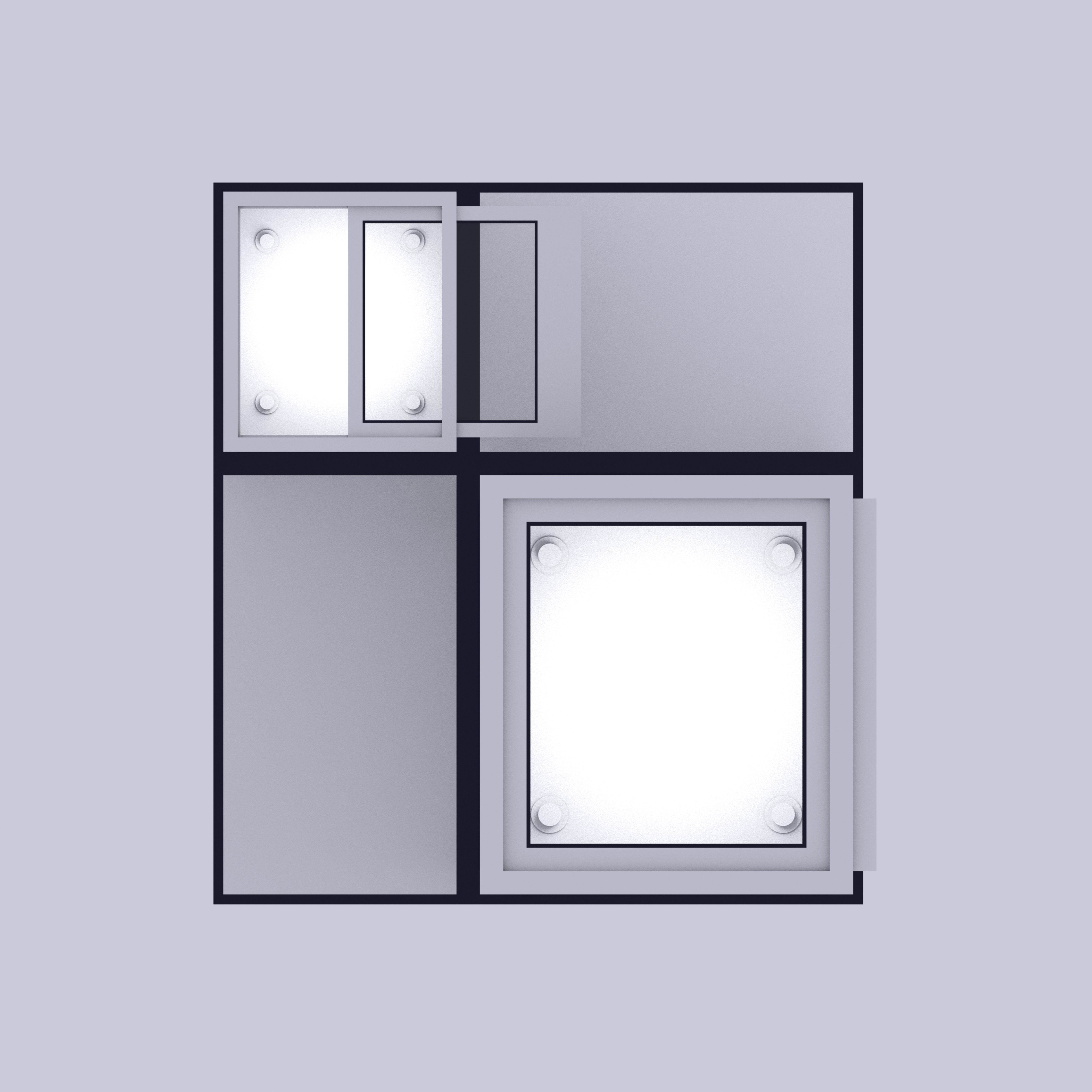 Lamps And Boxes Golden Section 3D Model Collection_9