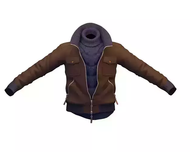 Cartoon High Poly Subdivision Brown Jaket 3D Model Low-poly 3D model