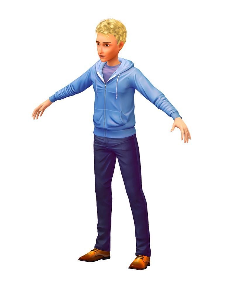 Cartoon Low Poly Style Man Avatar 002 3D Model Low-poly 3D model_3