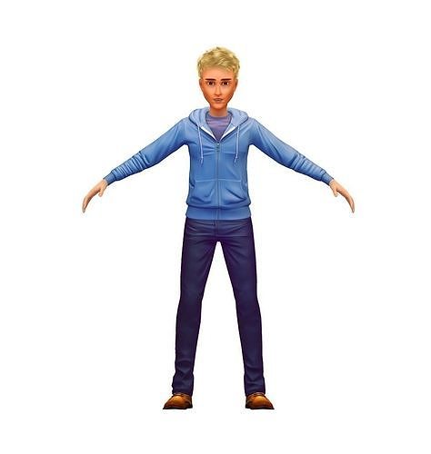 Cartoon Low Poly Style Man Avatar 002 3D Model Low-poly 3D model