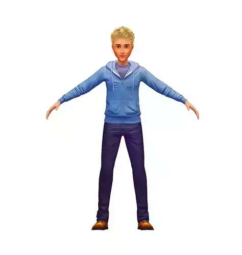 Cartoon Low Poly Style Man Avatar 002 3D Model Low-poly 3D model