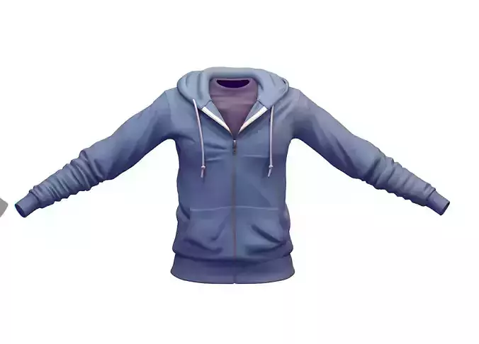 Cartoon High Poly Subdivision Blue Hoodie 3D Model