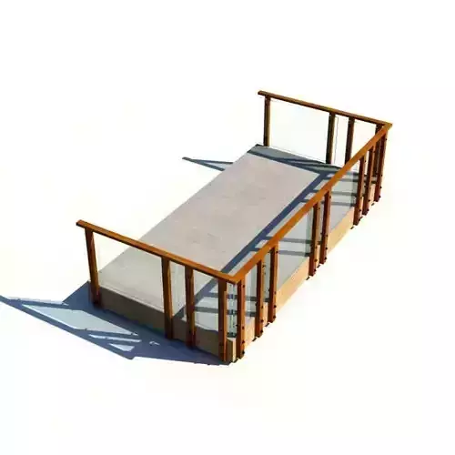 Outdoor Fenced In Patio With Wooden Railing