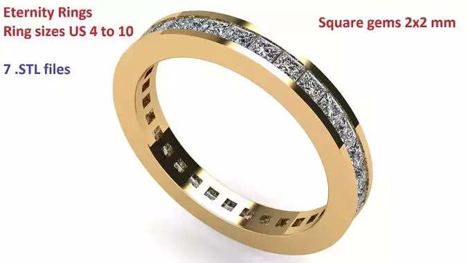 Eternity Rings Square Diamonds 2x2 mm