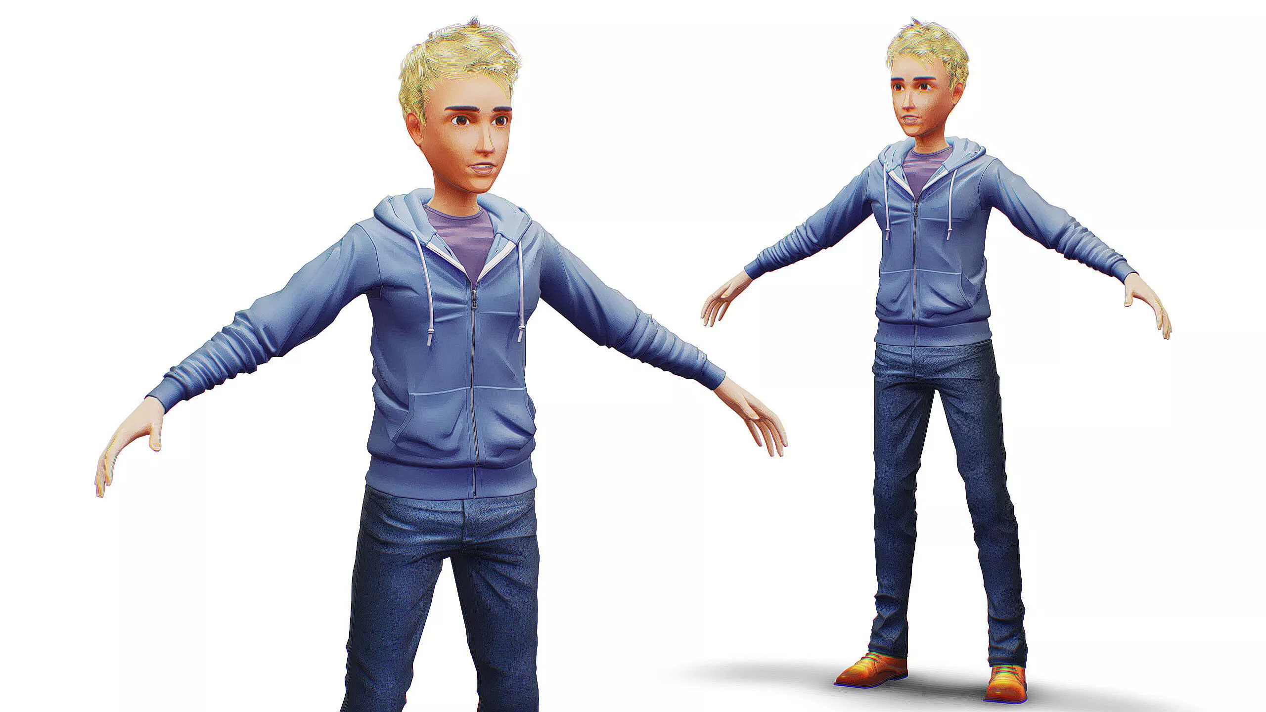 Man Ordinary Outfit Smart Casual Cloth Hoodie Jeans 3D model