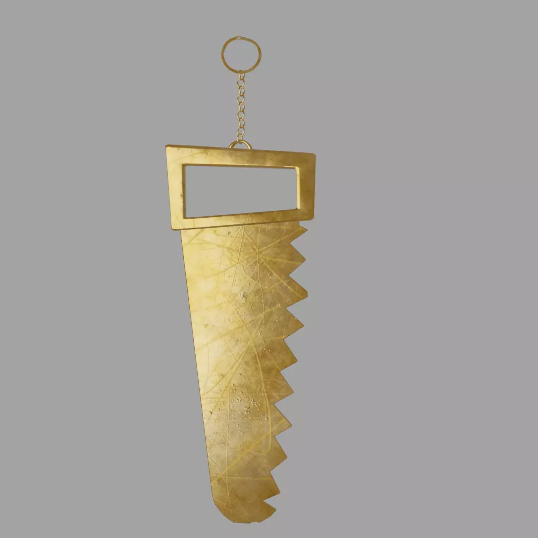 Keychain golden slicing blade wall hanging Free low-poly 3D model_0