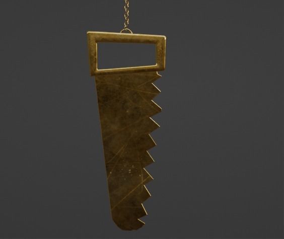 Keychain golden slicing blade wall hanging Free low-poly 3D model_1