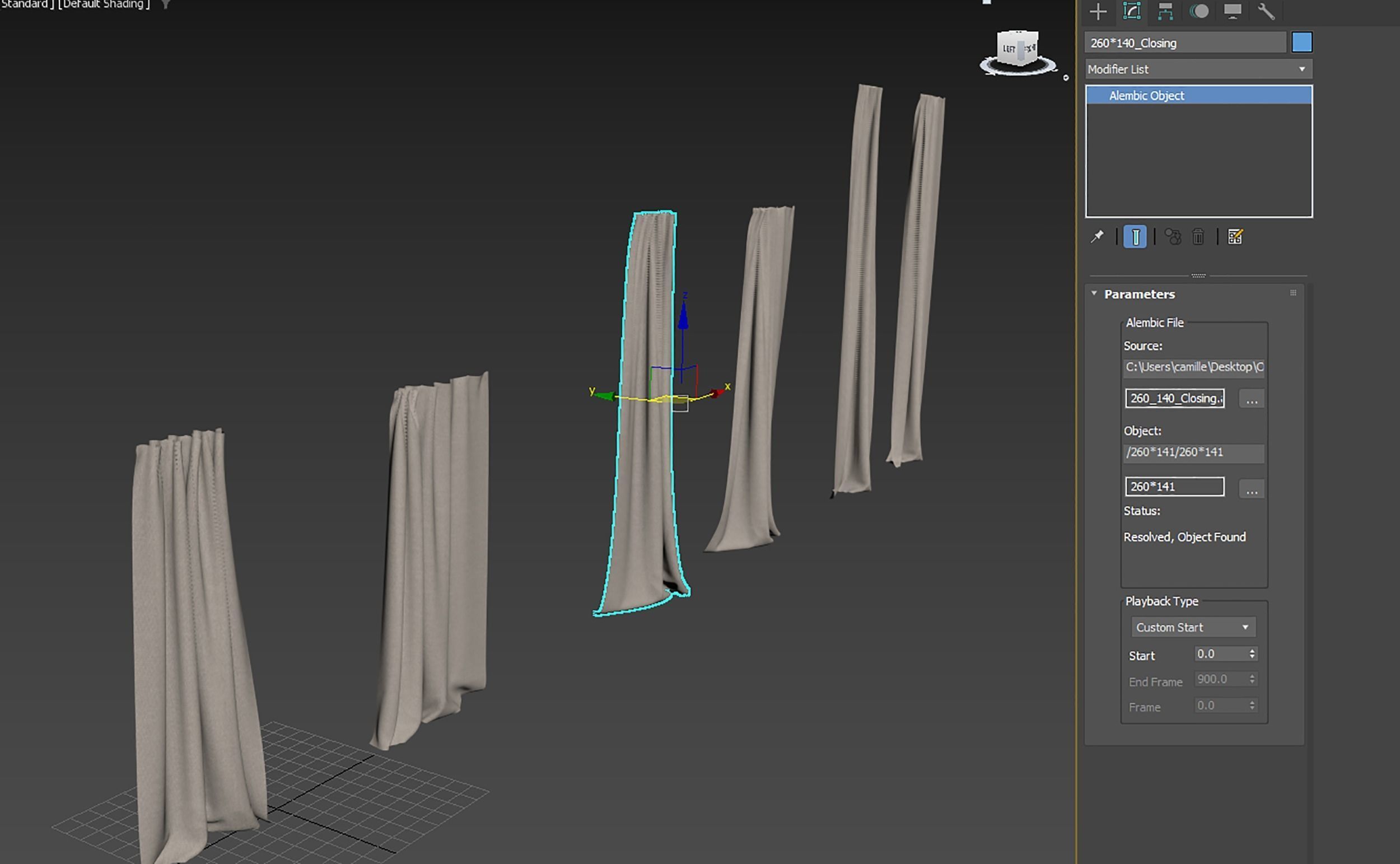 Animated curtain fabric openingclosing animation 3D model_2