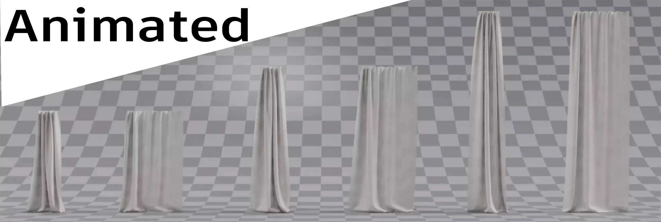 Animated curtain fabric openingclosing animation 3D model_0