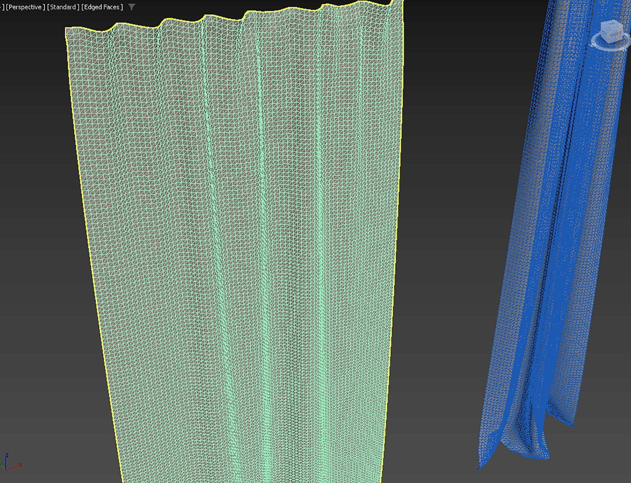 Animated curtain fabric openingclosing animation 3D model_4