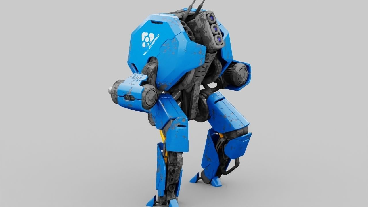 Combat Droid HEXA rigged 3D model_5