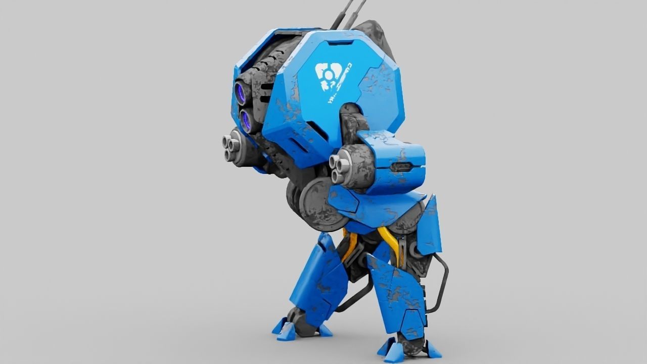 Combat Droid HEXA rigged 3D model_2