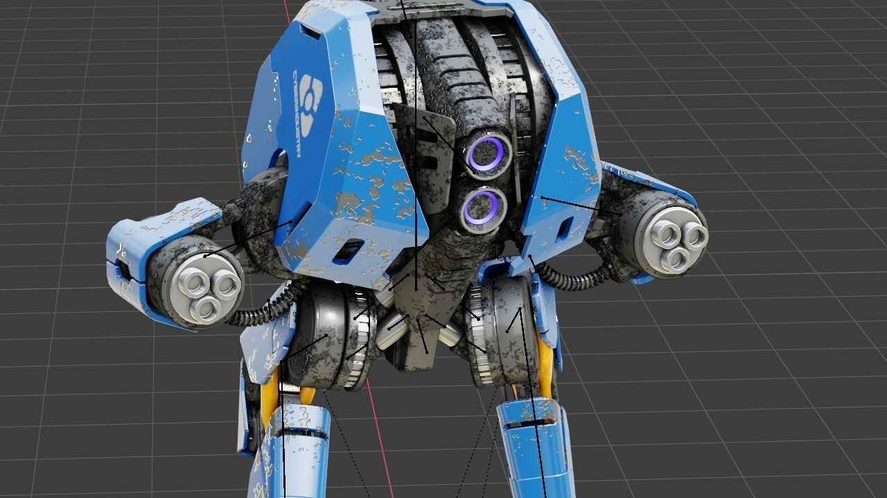 Combat Droid HEXA rigged 3D model_24