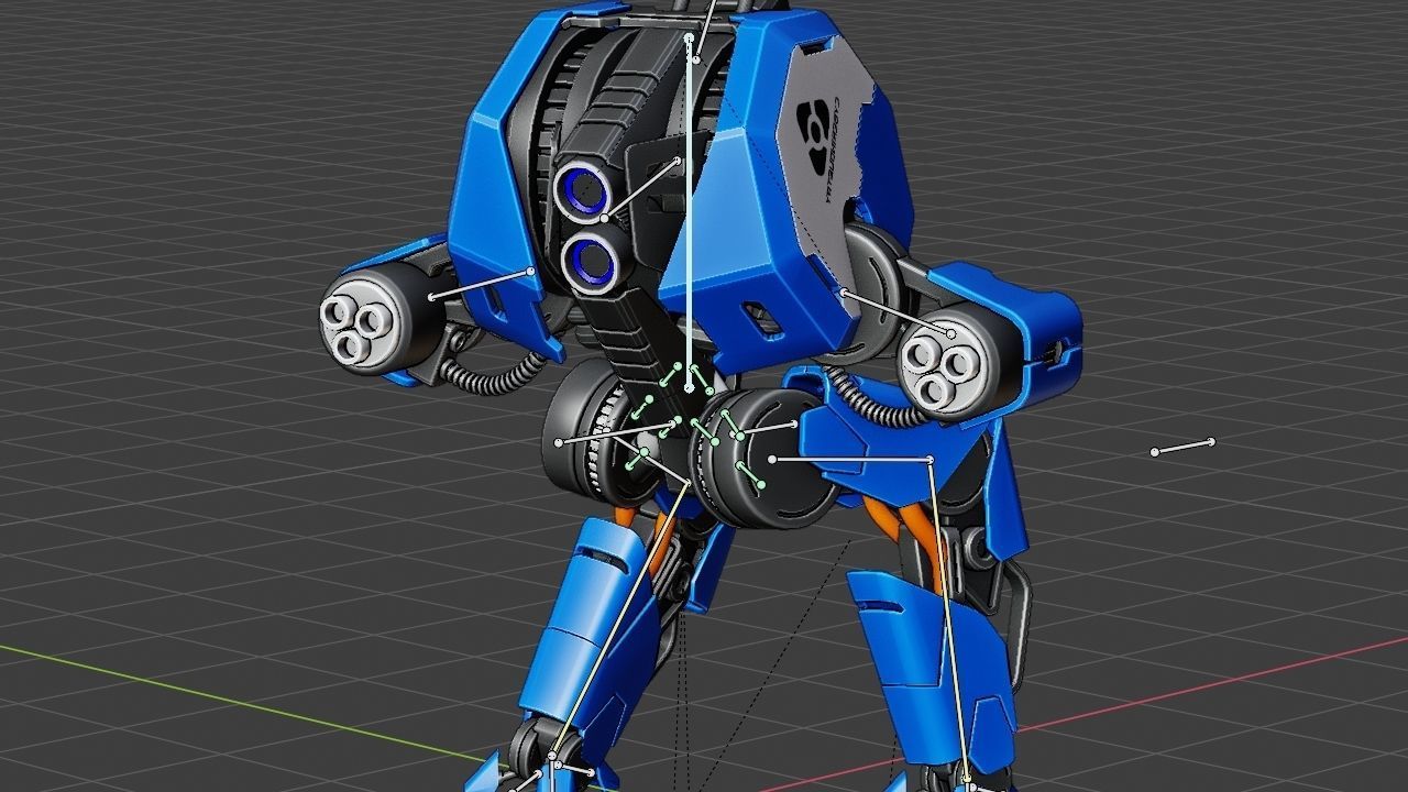 Combat Droid HEXA rigged 3D model_32