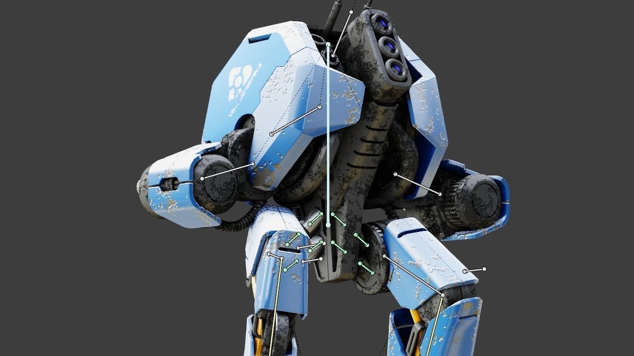Combat Droid HEXA rigged 3D model_30