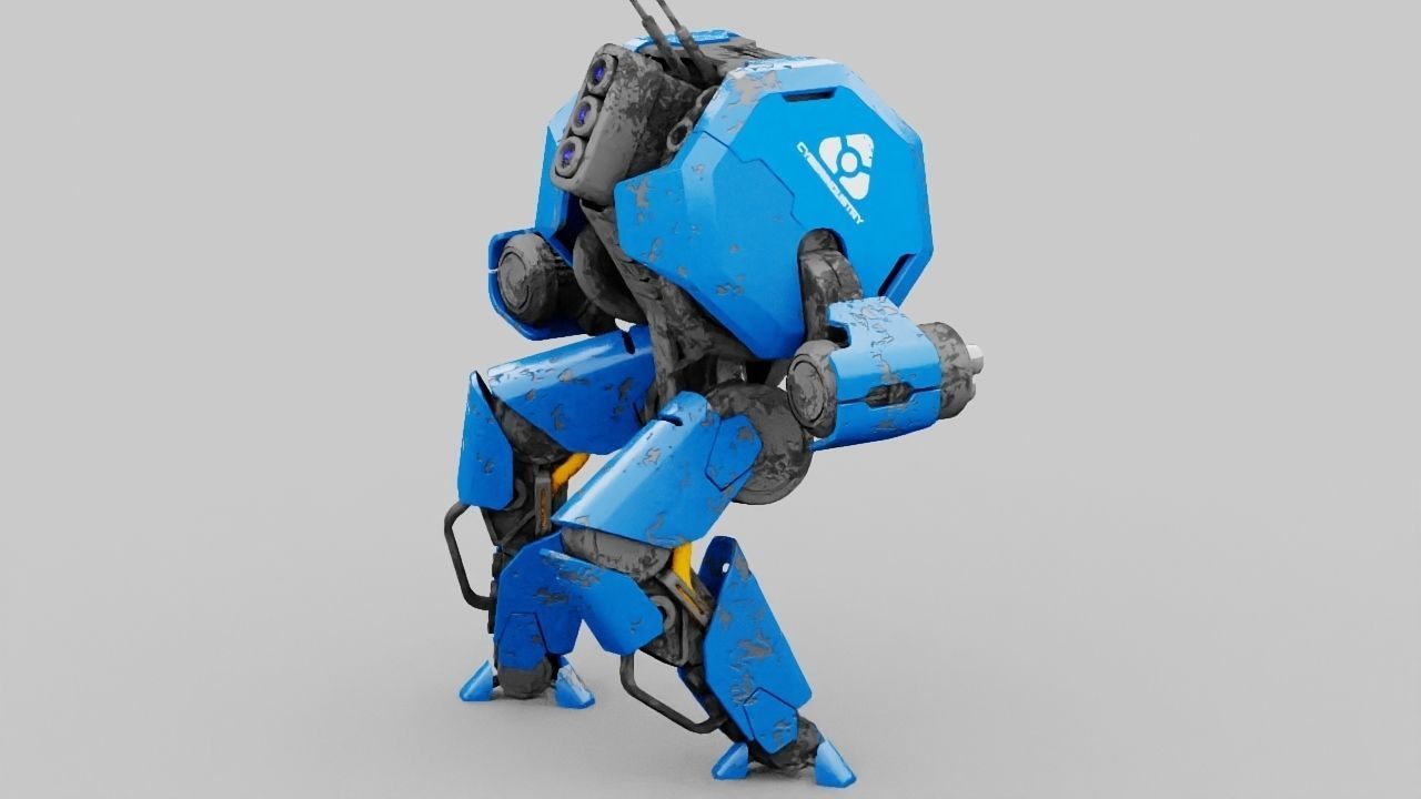 Combat Droid HEXA rigged 3D model_9