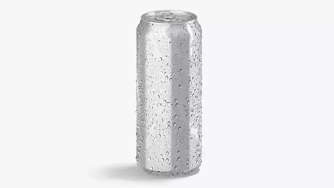 Aluminium Soda Can 500 ml with drops Low-poly 3D model
