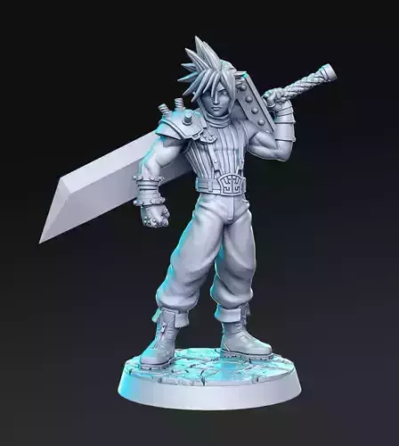 Cloud Strife Final Fantasy 32mm Pre-supported 3D print model