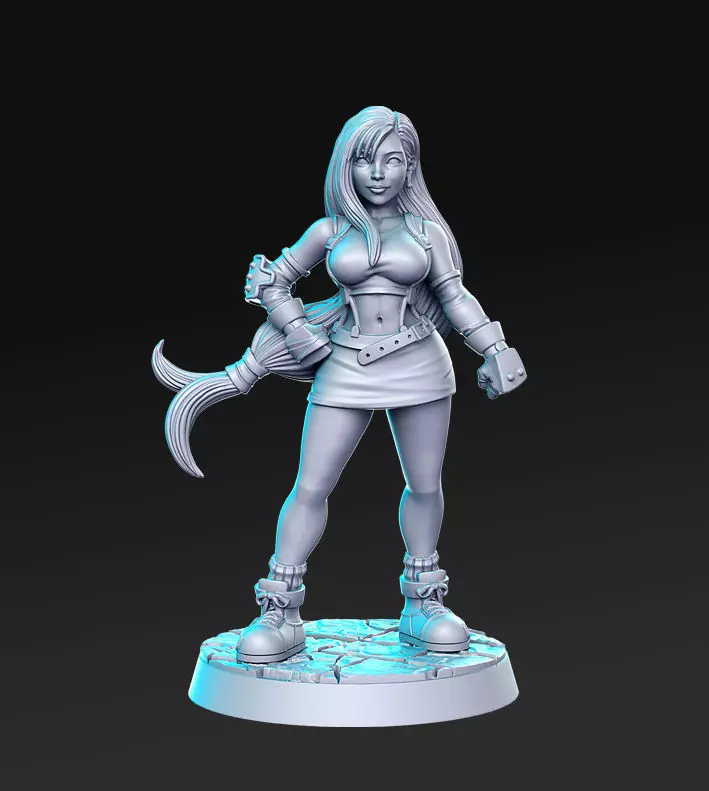 Tifa Lockhart Final Fantasy 32mm Pre-supported 3D print model_0